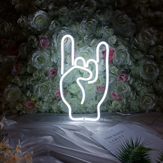 Néon LED Doigts Pointant - Exprimez votre Style avec un Symbole de Rock - NeonMagic✨ néons sur mesure
