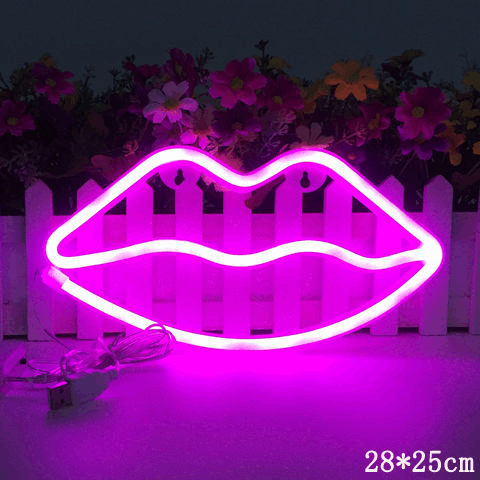 néon LED lèvres rose violet