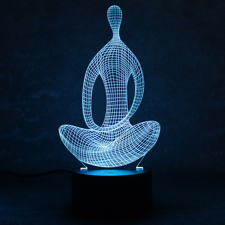 Lampe Illusion 3D Yoga 7 Couleurs LED pour Méditation et Décoration Chambre -  - 4