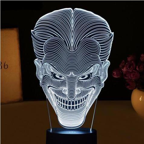 Lampe LED 3D USB Multicolore Tête de Joker -  - 5