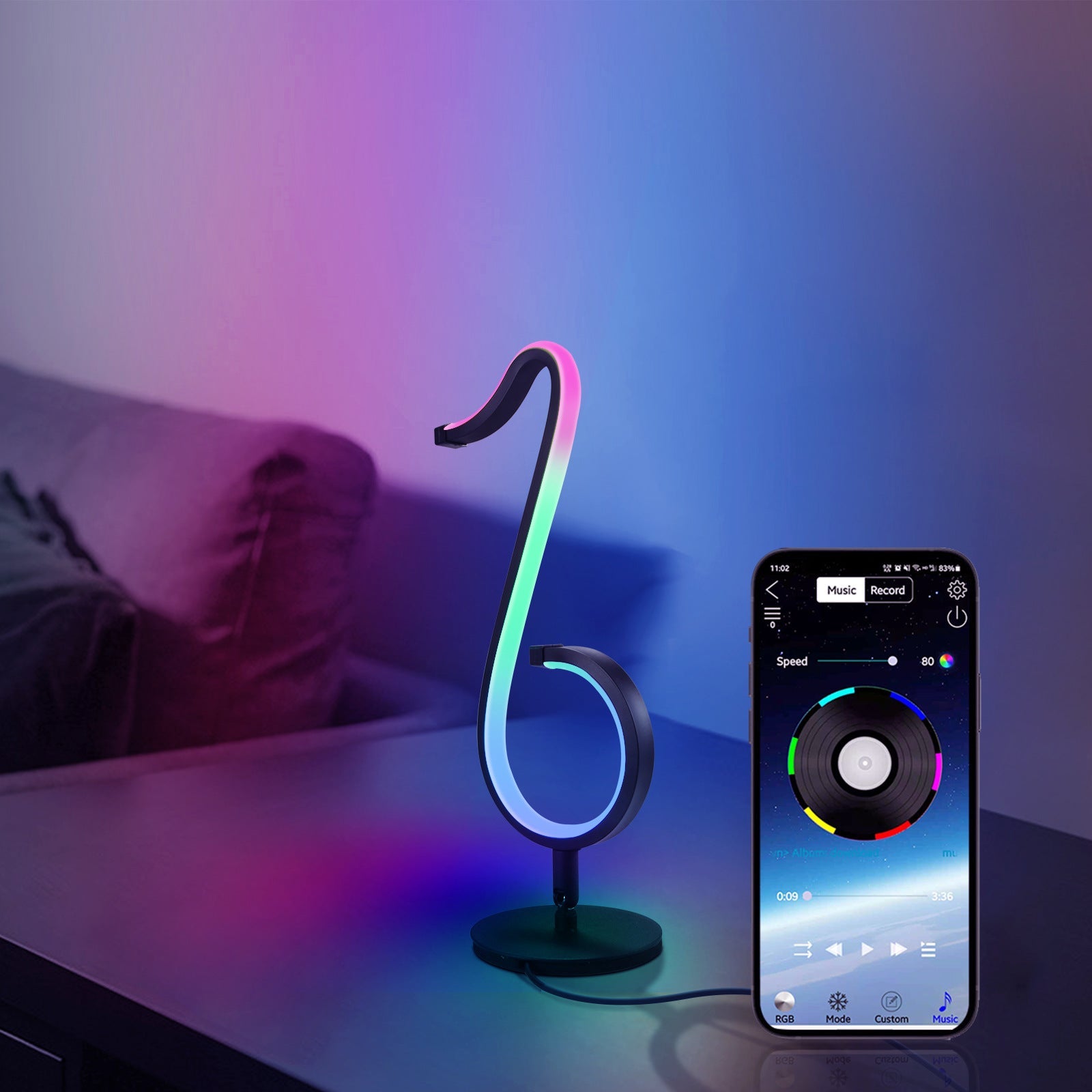 Lampe d'Atmosphère LED en Forme de Note Musicale Contrôlée par App -  - 2