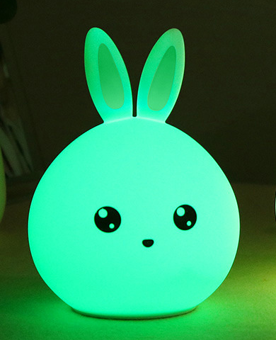Lampe de Nuit Lapin Mignon en Silicone avec Capteur Tactile – Veilleuse LED Colorée -  - 6