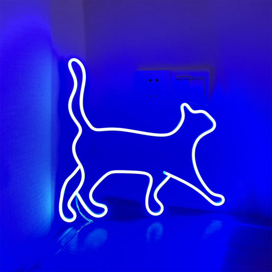 Néon LED Chat Bleu - Illuminez Votre Espace avec Style Félin - NeonMagic✨ néons sur mesure
