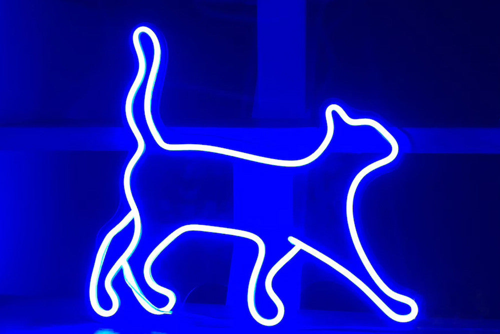 Néon LED Chat Bleu - Illuminez Votre Espace avec Style Félin - NeonMagic✨ néons sur mesure