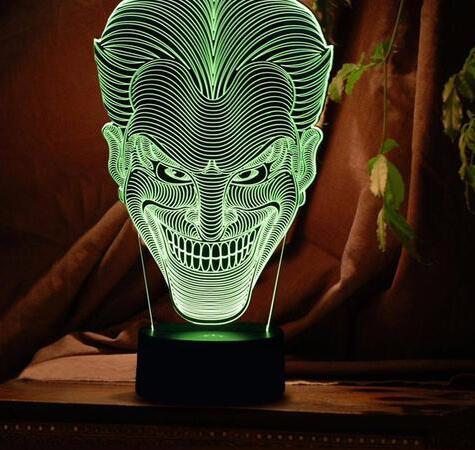 Lampe LED 3D USB Multicolore Tête de Joker -  - 6