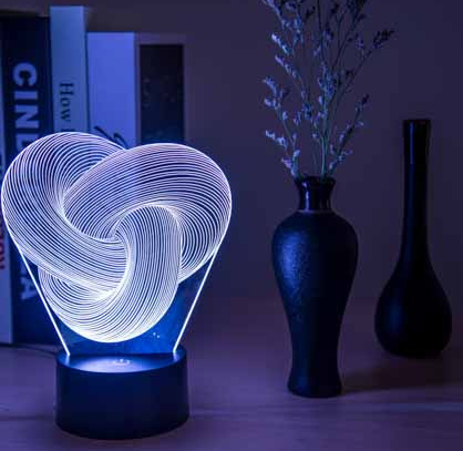 Lampe de Nuit 3D LED Abstraite Torsadée à Toucher -  - 1