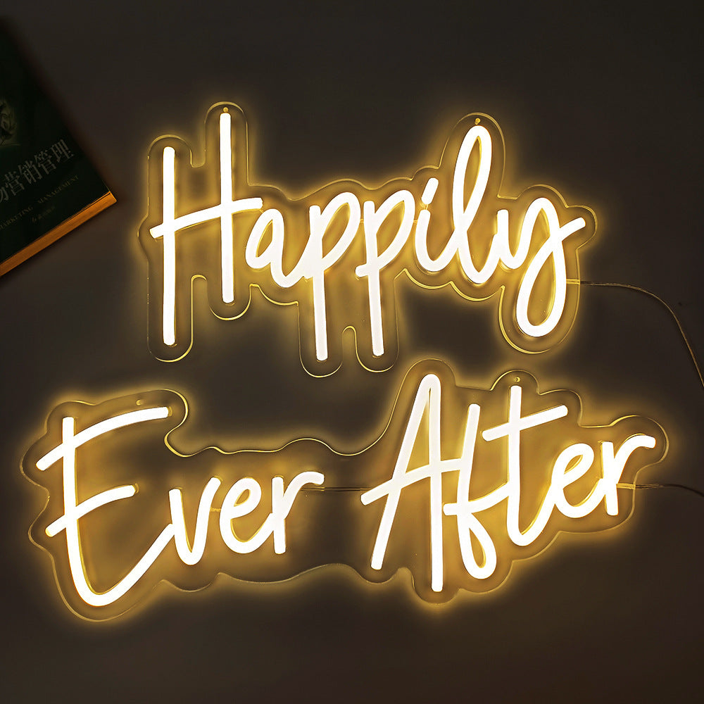 Néon LED 'Happy Ever After' - Une Lueur de Bonheur Éternel - NeonMagic✨ néons sur mesure