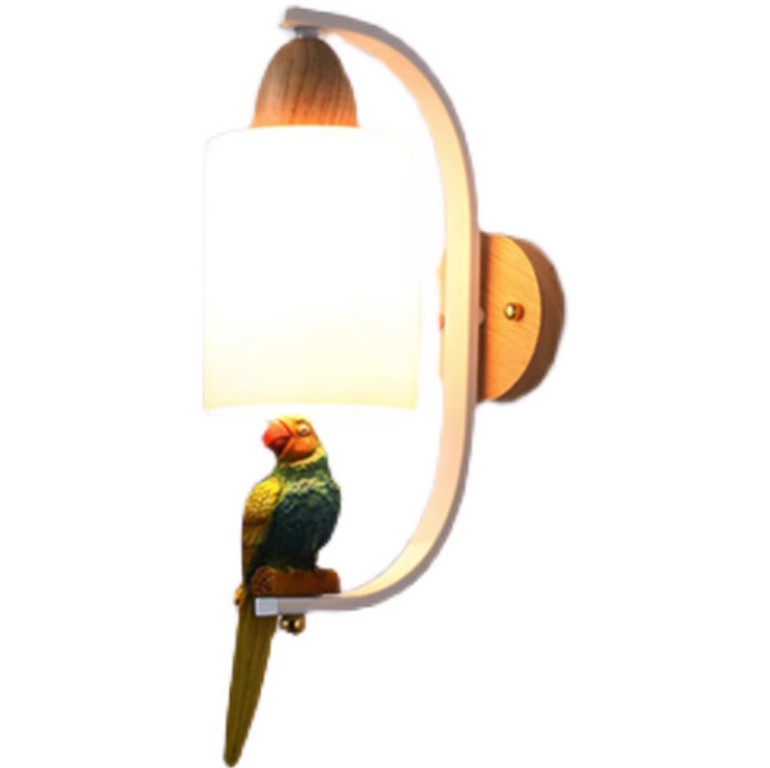 Lampe de Chevet Murale en Bois Massif avec Détail Perroquet -  - 5