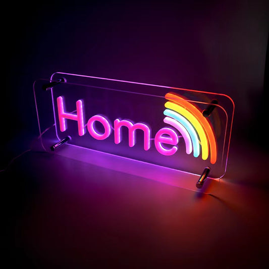 Néon "Home" avec Arc-en-ciel – Chaleur Domestique en Couleurs - NeonMagic✨ néons sur mesure