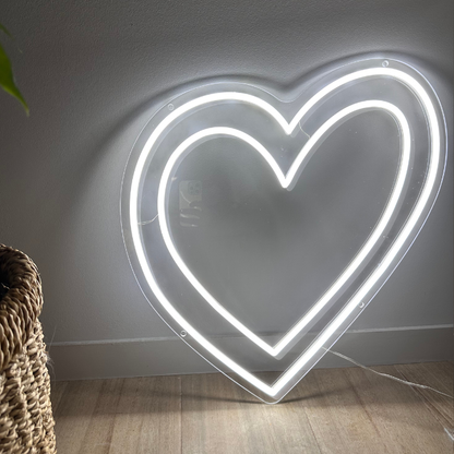 Néon Chambre Double Cœur Blanc – Éclairez avec Amour - NeonMagic✨ néons sur mesure