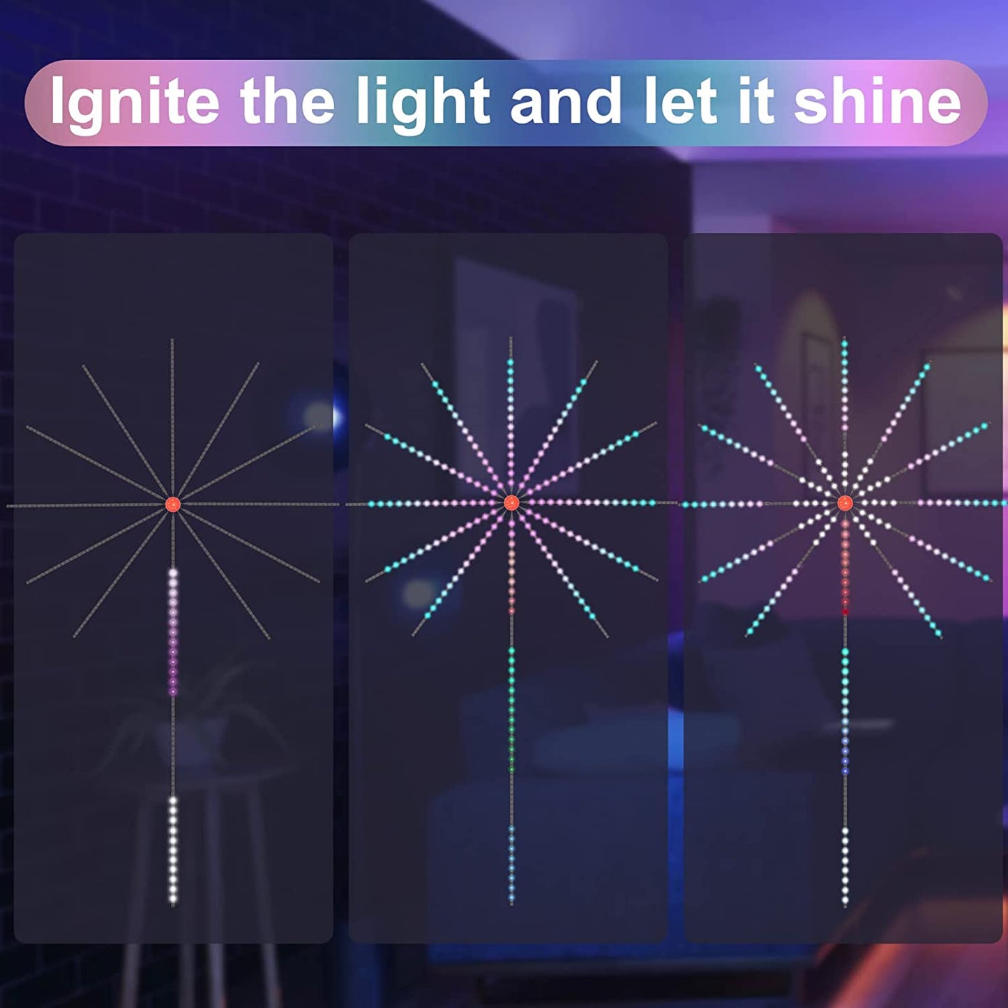 Bande LED Feu d'Artifice Synchro Musique – Télécommande, pour Fêtes et Chambres -  - 4