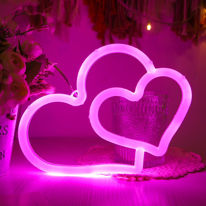 Néon LED Doubles Cœurs - Une Déclaration d'Amour Lumineuse et Romantique - NeonMagic✨ néons sur mesure