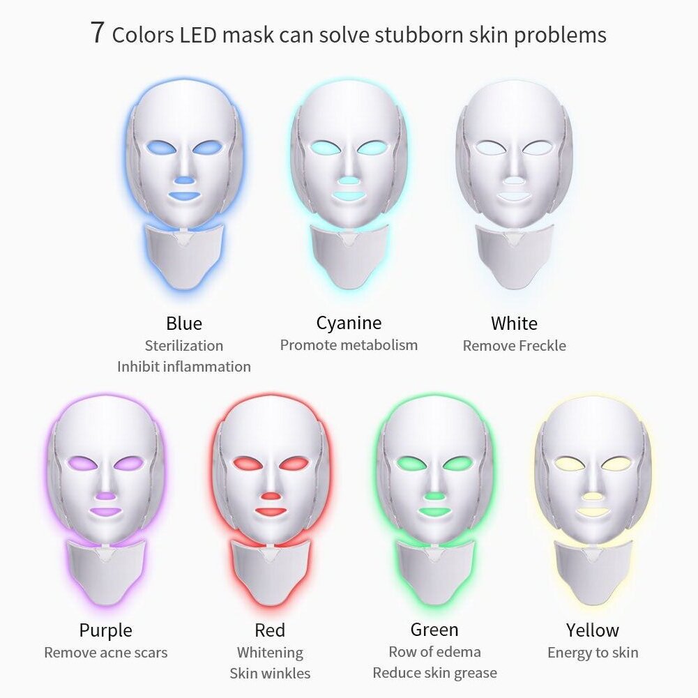 Masque Professionnel de Thérapie par LED, Traitement Anti-acné et Beauté du Visage et du Cou -  - 3