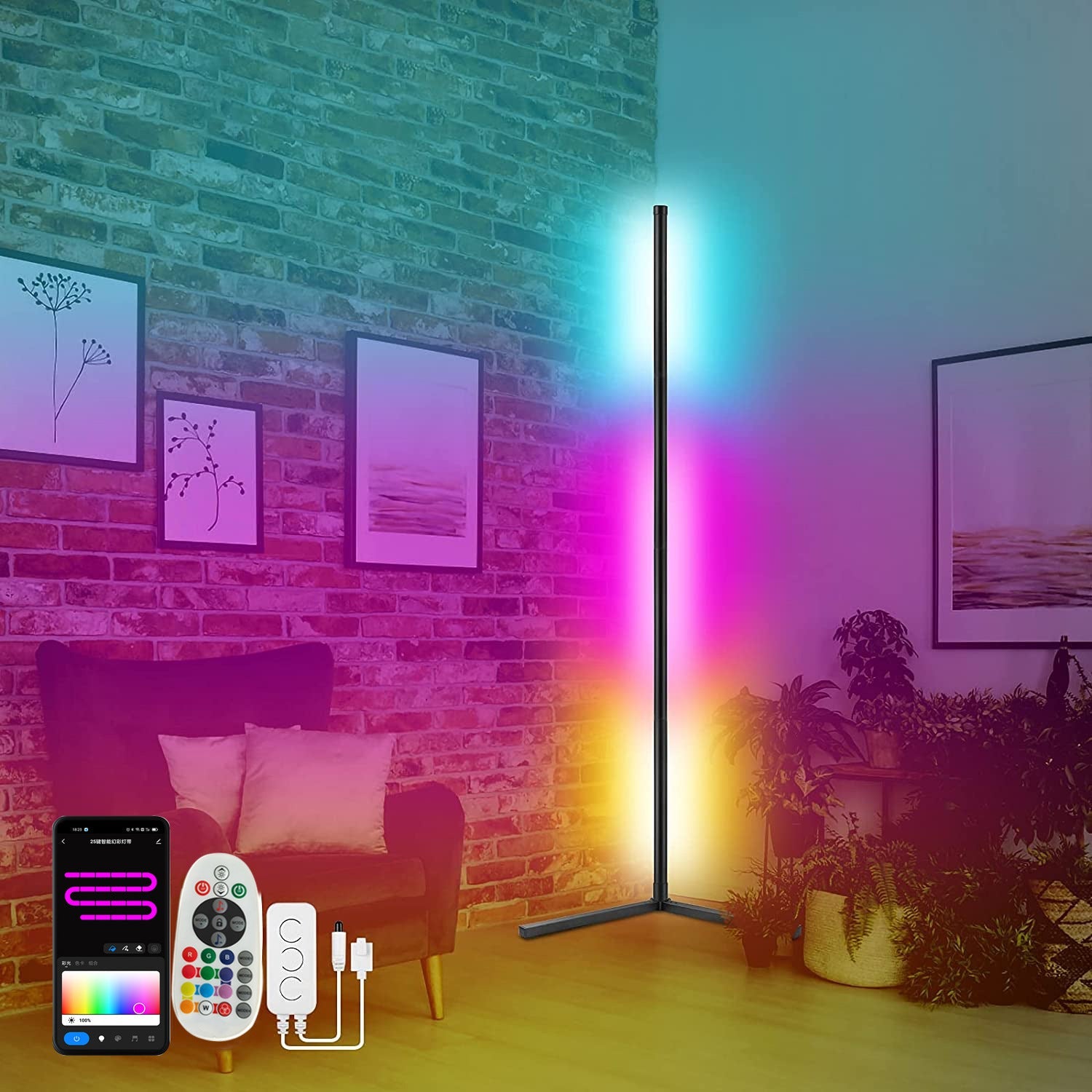 Lampe d'Atmosphère d'Angle RGB Bluetooth - Contrôle Intelligent et Personnalisable -  - 5