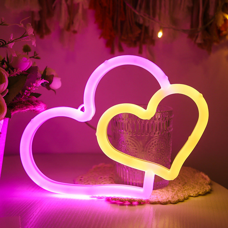 Néon LED Doubles Cœurs - Une Déclaration d'Amour Lumineuse et Romantique - NeonMagic✨ néons sur mesure
